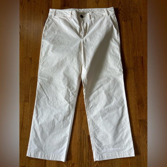 Old Navy Wide Leg Crop Chino Cream Color Size 12 - Picture 2 of 6